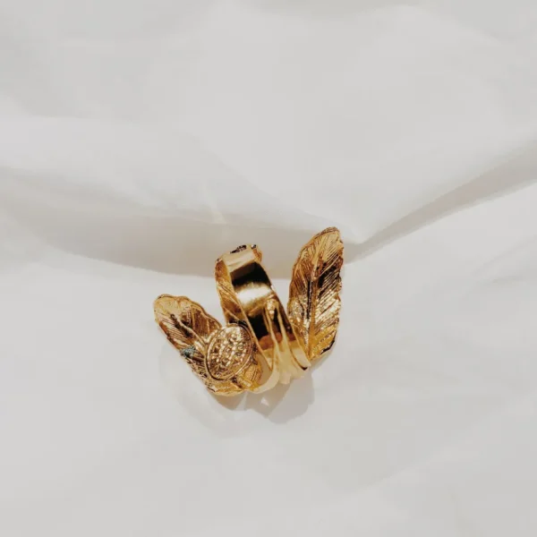 Lotta Djossou Bague 3 Plumes Dorée Discount