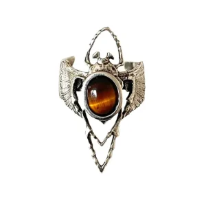 Lotta Djossou Bague Beetle Argentée Oeil de Tigre Clearance