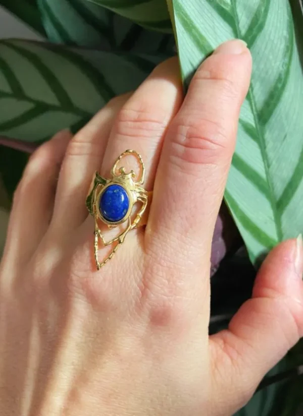 Lotta Djossou Bague Beetle Dorée Lapis Lazuli Best