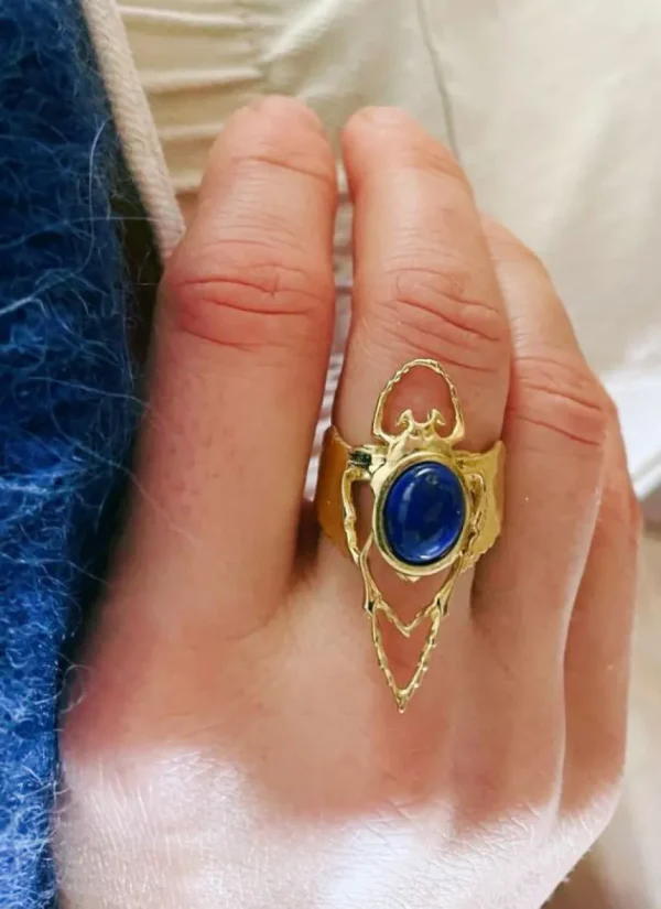 Lotta Djossou Bague Beetle Dorée Lapis Lazuli Best