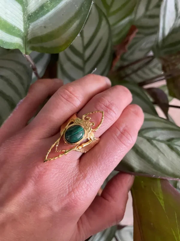 Lotta Djossou Bague Beetle Dorée Malachite Best