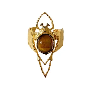 Lotta Djossou Bague Beetle Dorée Oeil de Tigre Clearance