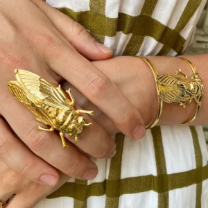Lotta Djossou Bague Cicadas Dorée Sale