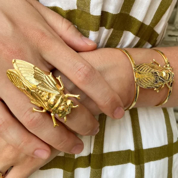 Lotta Djossou Bague Cicadas Dorée Sale