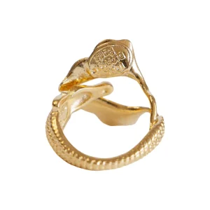 Lotta Djossou Bague Crocodile Ginkgo Dorée Discount