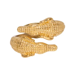 Lotta Djossou Bague Double Crocodile Dorée Hot