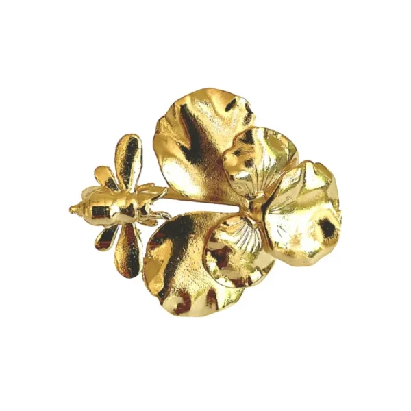 Lotta Djossou Bague Double Deux Doigts Pensée Bee Dorée Hot