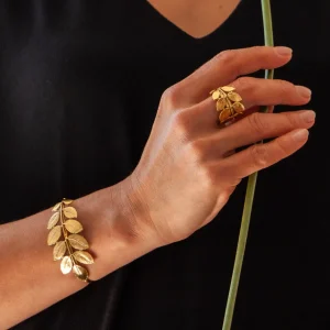 Lotta Djossou Bague Feuille d'Acacia Dorée Best