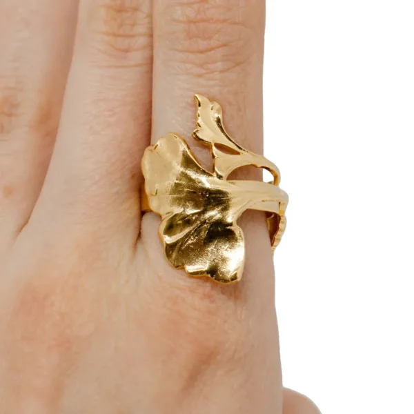 Lotta Djossou Bague Ginkgo Dorée Hot