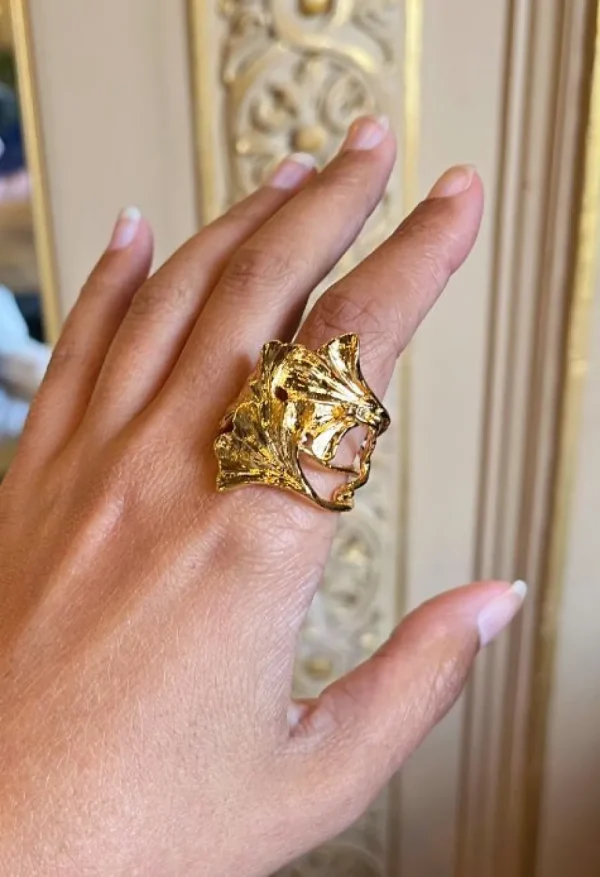Lotta Djossou Bague Ginkgo Tao Dorée Outlet