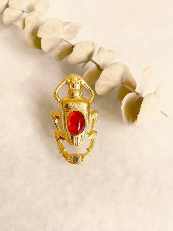 Lotta Djossou Bague Oscar Dorée Cornaline Sale