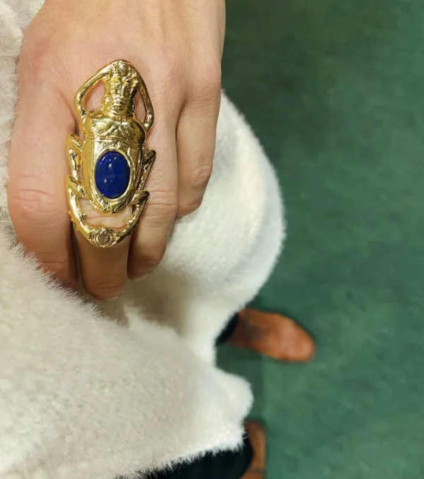 Lotta Djossou Bague Oscar Dorée Lapis Lazuli New