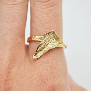 Lotta Djossou Bague Petit Ginkgo Dorée Hot