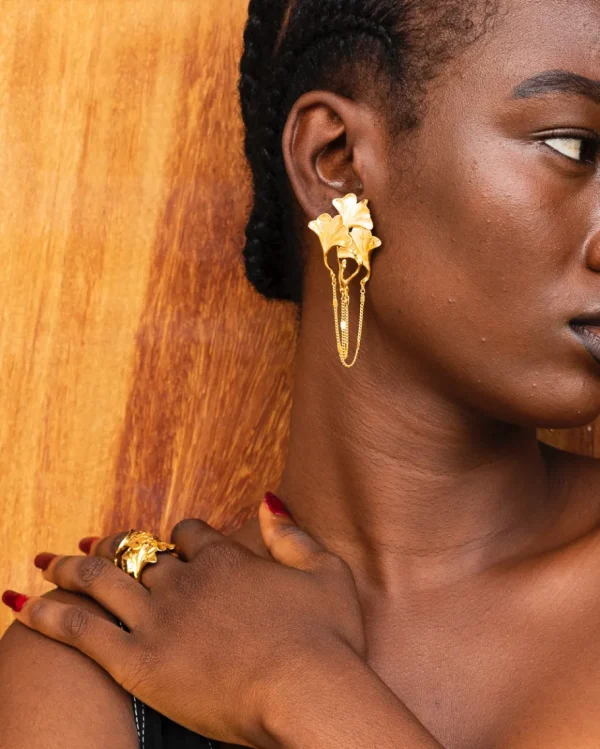 Lotta Djossou Boucles d'Oreiiles GinTao Tika Dorées Sale
