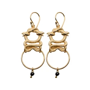 Lotta Djossou Boucles d'Oreilles 2 Serpents Dorées Clearance