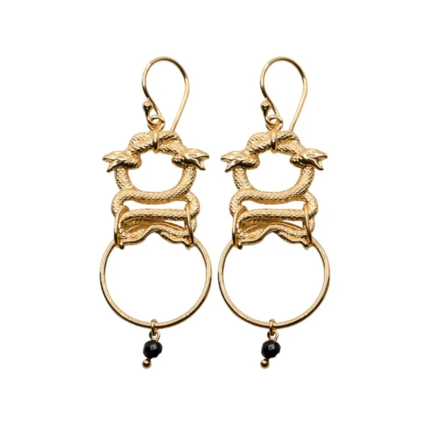 Lotta Djossou Boucles d'Oreilles 2 Serpents Dorées Clearance