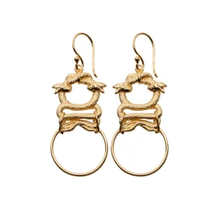 Lotta Djossou Boucles d'Oreilles 2 Serpents Dorées Clearance