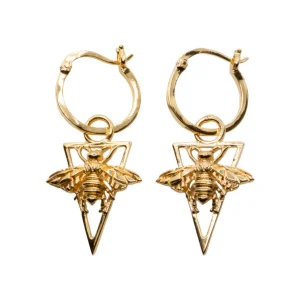 Lotta Djossou Boucles d'Oreilles Abeilles Pendantes Dorées New