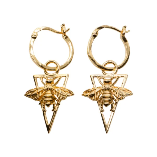 Lotta Djossou Boucles d'Oreilles Abeilles Pendantes Dorées New