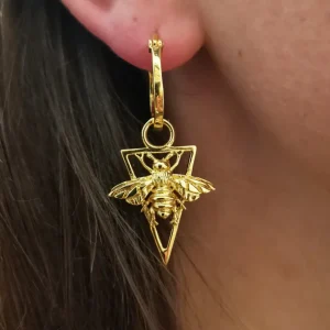 Lotta Djossou Boucles d'Oreilles Abeilles Pendantes Dorées New