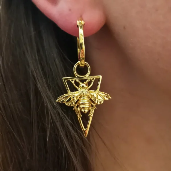 Lotta Djossou Boucles d'Oreilles Abeilles Pendantes Dorées New