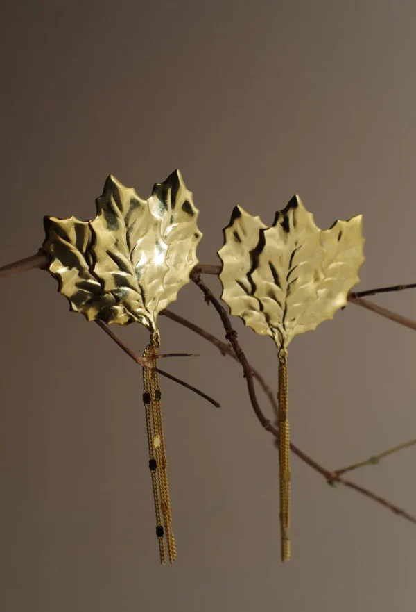 Lotta Djossou Boucles d'oreilles Austine Feuilles Dorées New