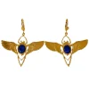 Lotta Djossou Boucles d'oreilles Beetle Dorées Lapis Lazuli Bleu Outlet