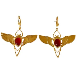 Lotta Djossou Boucles d'oreilles Beetle Dorées Cornaline Outlet