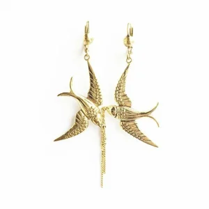 Lotta Djossou Boucles d'oreilles Bird Dorées Discount