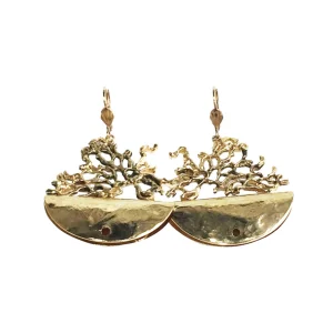 Lotta Djossou Boucles d'Oreilles Corail Lune Dorées Hot