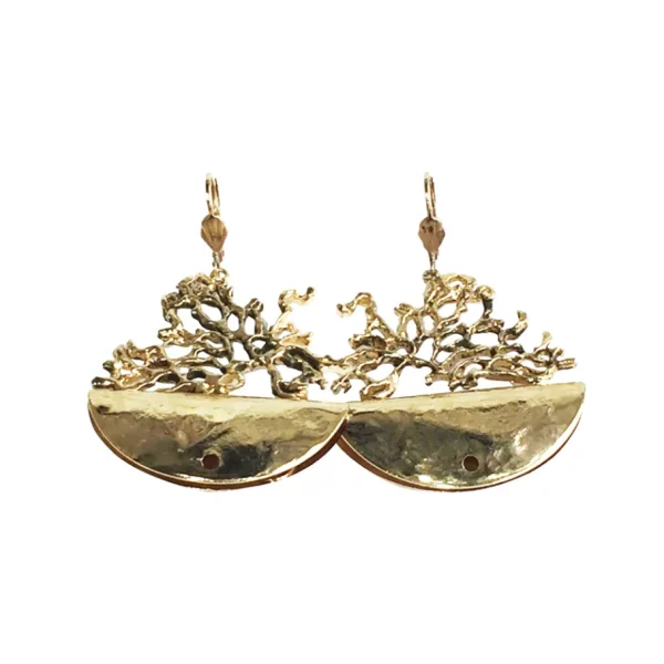 Lotta Djossou Boucles d'Oreilles Corail Lune Dorées Hot