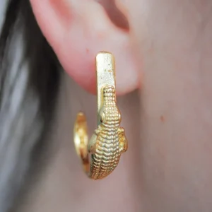 Lotta Djossou Boucles d'oreilles Crocodile Dorées Online