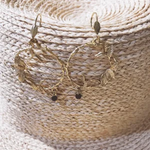 Lotta Djossou Boucles d'Oreilles Créole en Fleur Dorées Hot