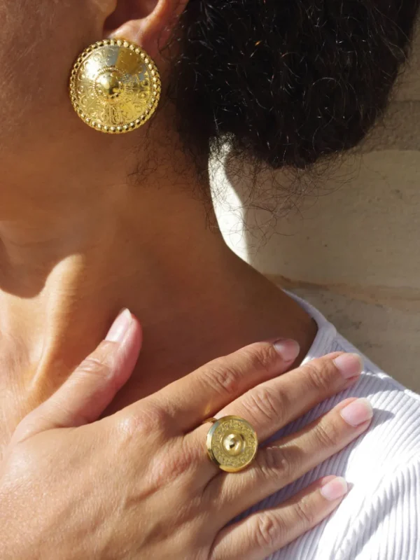 Lotta Djossou Boucles d’oreilles Dôme Dorées Clips Sale