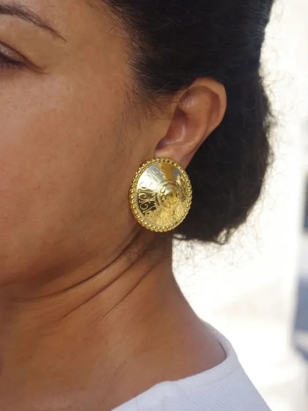 Lotta Djossou Boucles d’oreilles Dôme Dorées Clips Sale