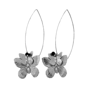Lotta Djossou Boucles d'oreilles Double Papillon Argentées Hot