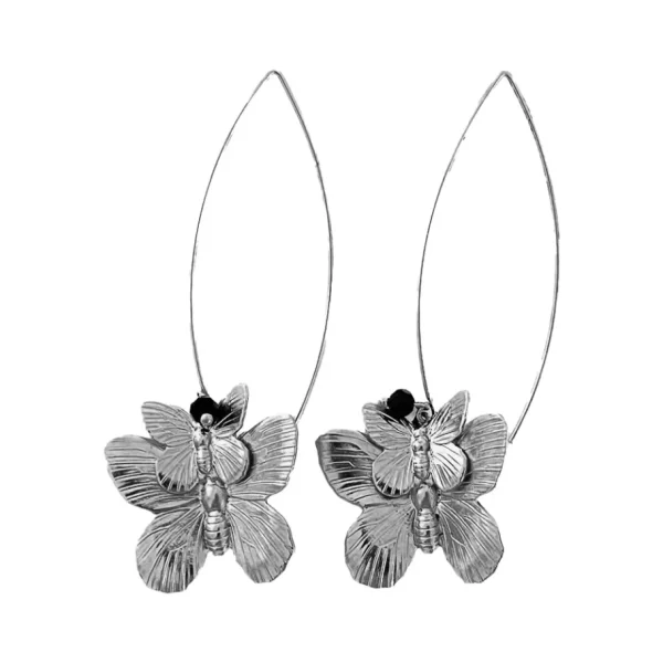 Lotta Djossou Boucles d'oreilles Double Papillon Argentées Hot