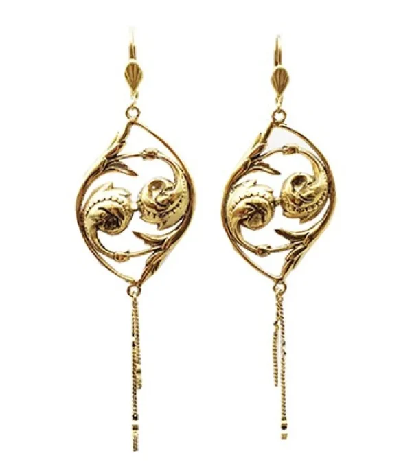 Lotta Djossou Boucles d'Oreilles Double Arabesque Dorées New