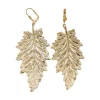 Lotta Djossou Boucles d'Oreilles Feuille de Bouleau Dorée Hot