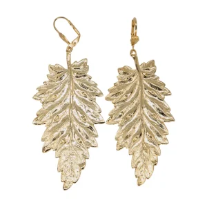 Lotta Djossou Boucles d'Oreilles Feuille de Bouleau Dorée Hot