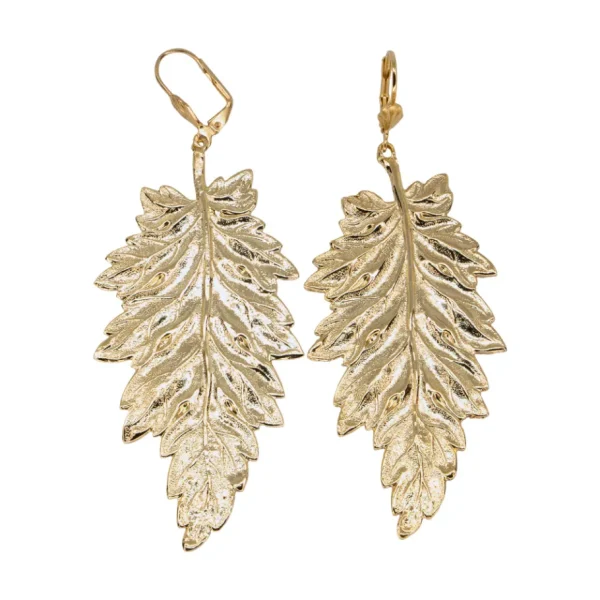 Lotta Djossou Boucles d'Oreilles Feuille de Bouleau Dorée Hot