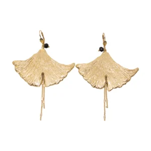 Lotta Djossou Boucles d'Oreilles Feuille de Ginkgo Dorées Best