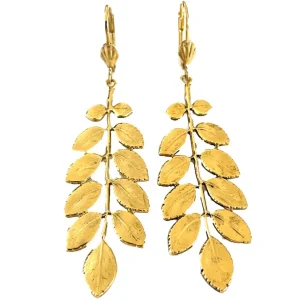 Lotta Djossou Boucles d'oreilles Feuille d'Acacia Dorées Fashion