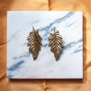 Lotta Djossou Boucles d'Oreilles Feuille de Bouleau Dorée Hot