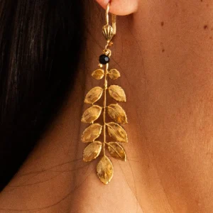Lotta Djossou Boucles d'oreilles Feuille d'Acacia Dorées Fashion