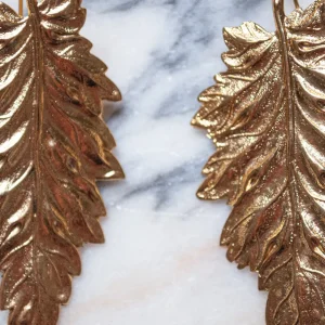 Lotta Djossou Boucles d'Oreilles Feuille de Bouleau Dorée Hot
