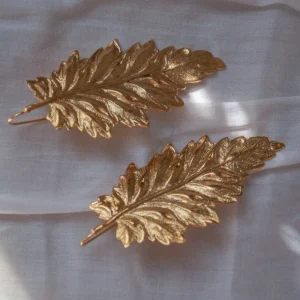Lotta Djossou Boucles d'Oreilles Feuille de Bouleau Dorée Hot