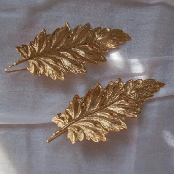 Lotta Djossou Boucles d'Oreilles Feuille de Bouleau Dorée Hot
