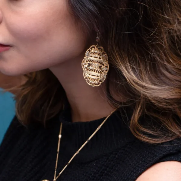 Lotta Djossou Boucles d'oreilles Filigrane Gatsby Dorées Sale