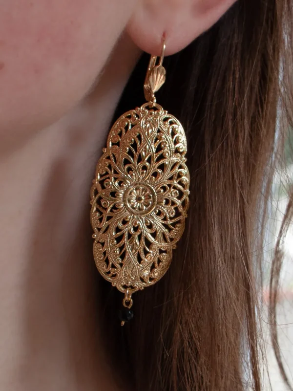 Lotta Djossou Boucles d'oreilles Filigrane Mandala Dorées New